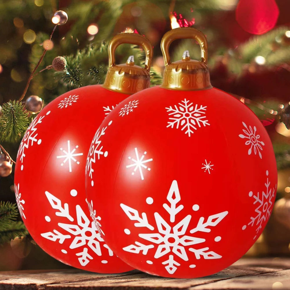 60CM Xmas Decorative Ball Colorful Christmas Inflatable Ball Large Versatile Porch Courtyard Ornaments