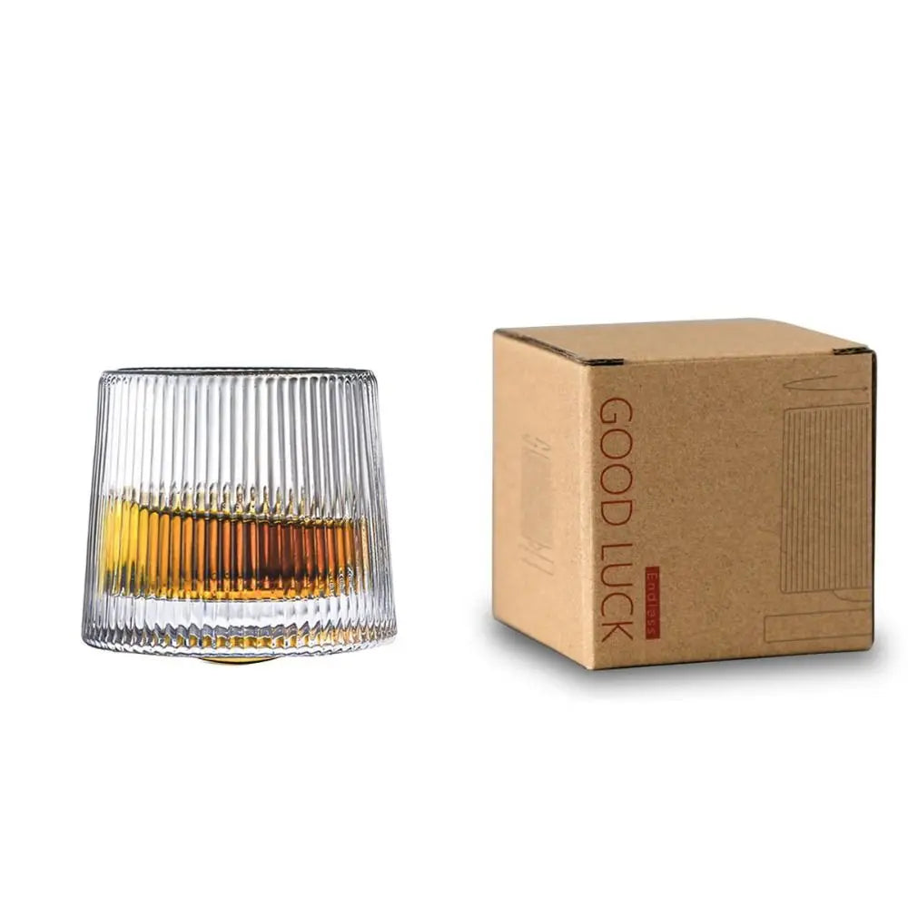 Whiskey Glasses Rotating Whisky Glass with Base 360 Rotate Degrees Crystal Rum Glass for Cocktail Party Drinking Glass
