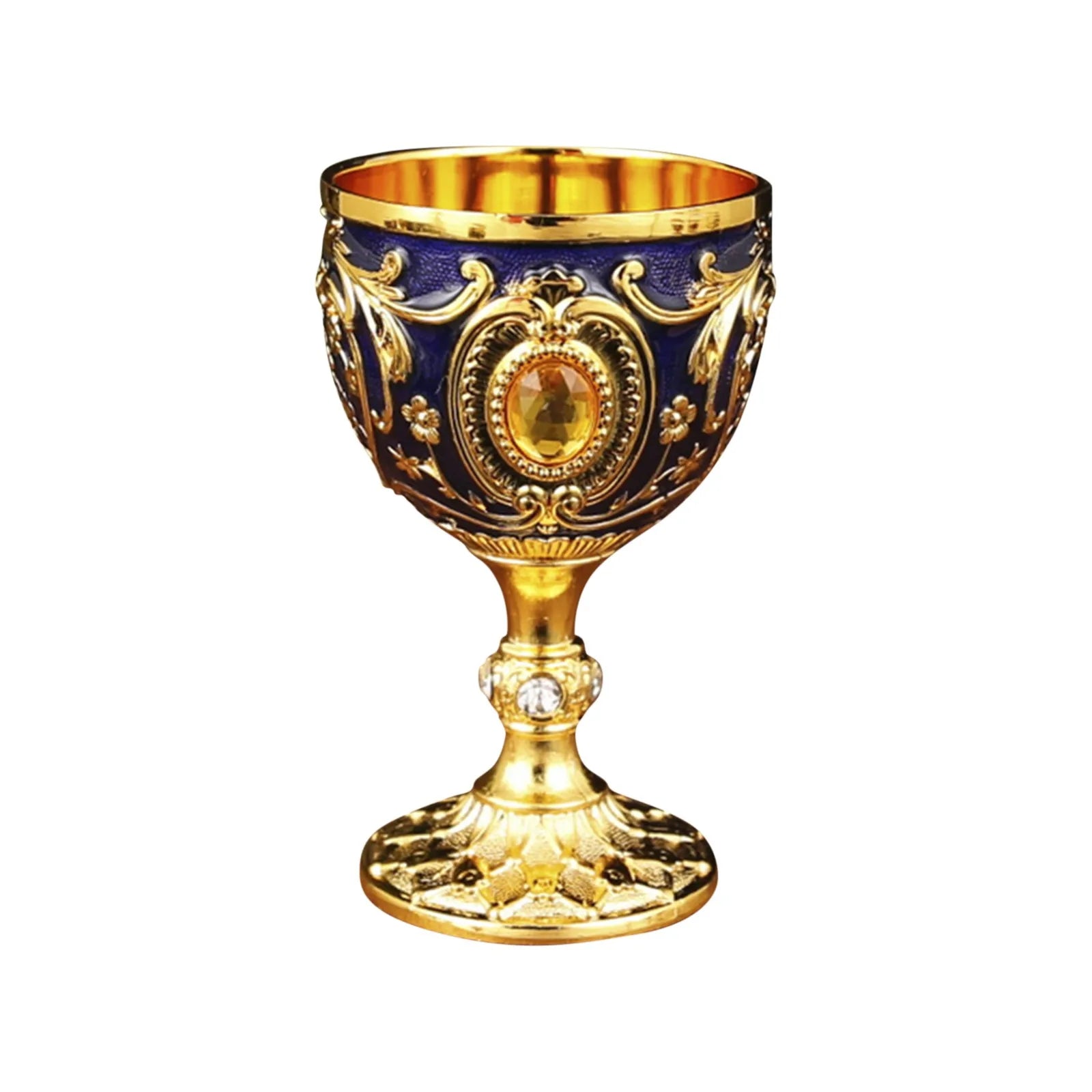 Delicate Drink Cup Retro Metal Diamond-encrusted Wine Glass European Style  Whiskey Glass Anti-break Chalice Gift