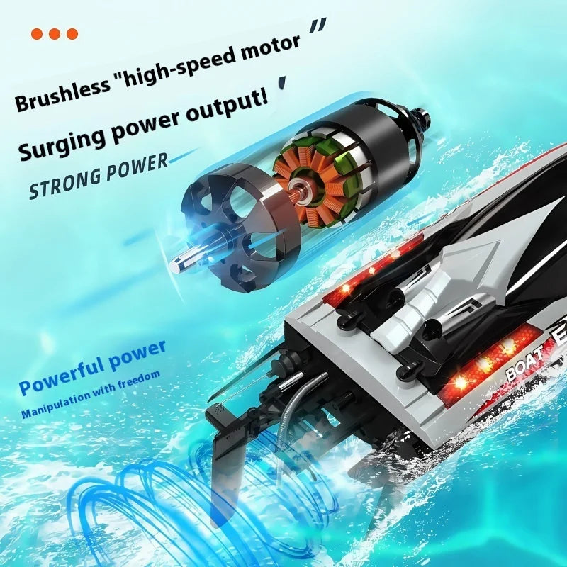 Hxjrc HJ816 High-Speed RC Boat 2.4G 55km/h Brushless Motor LED Light Speedboat Waterproof Electric Racing Model Toy