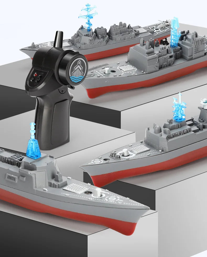 Mini Boat Remote Control Warship 2.4ghz Double Propeller Radio-control Aircraft Carrier Simulated Model Toys Kids Gift