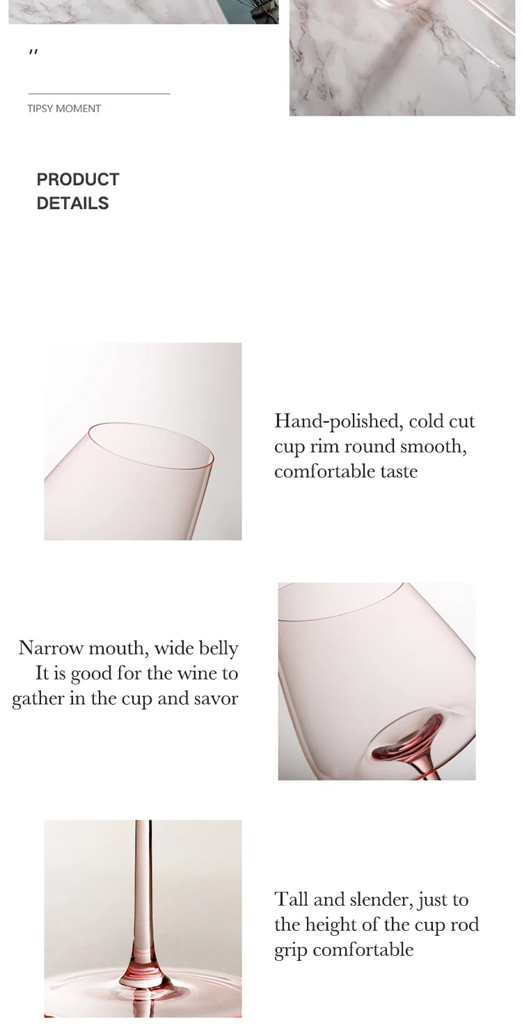 French Pink Flamingo Red Wine Glasses Set Crystal Glass Goblet Creative Inclined Mouth Concave Bottom Champagne Wine Cup Blue