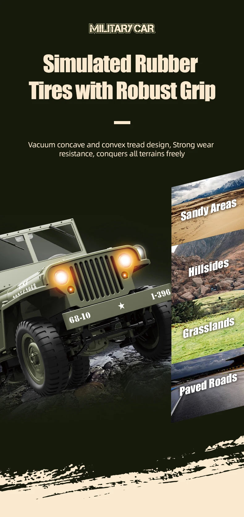 C8815 1/10 WILLYS 2.4G Rc Car 1941 4WD RTR Crawler Climbing Scale Military Truck Offroad Vehicle Adult Toys Gift For Kids
