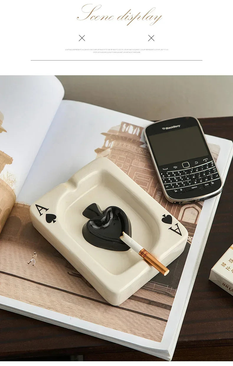 Creative Playing Card Ashtray Home Decor Modern Style Living Room Table Ornaments Simple Smoking Accessories Decorative Ash Tray