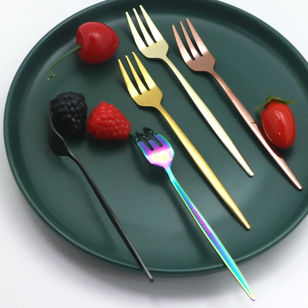 30Pcs Dinnerware Set Dinner Knife Fruit Fork Spoon Cutlery Set Flatware Stainless Steel Kitchen Tableware Silverware Sets