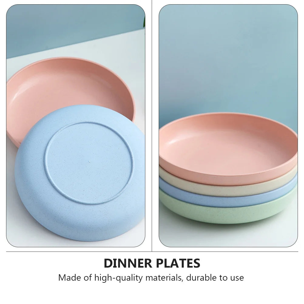 4 Pcs Plate Plastic Plates Pallets Salad Dinner Serving Round Polypropylene (pp) Food Dish Home Child Dishes