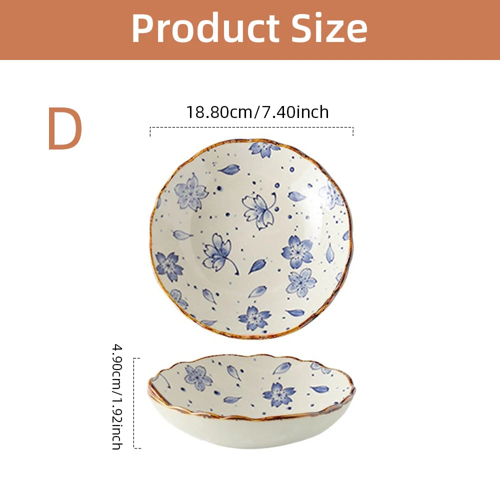 Ceramic Plates, Japanese Ddishes, Home Tableware, Creative Round Dishes, Dinner Plates, High-quality Deep Plates