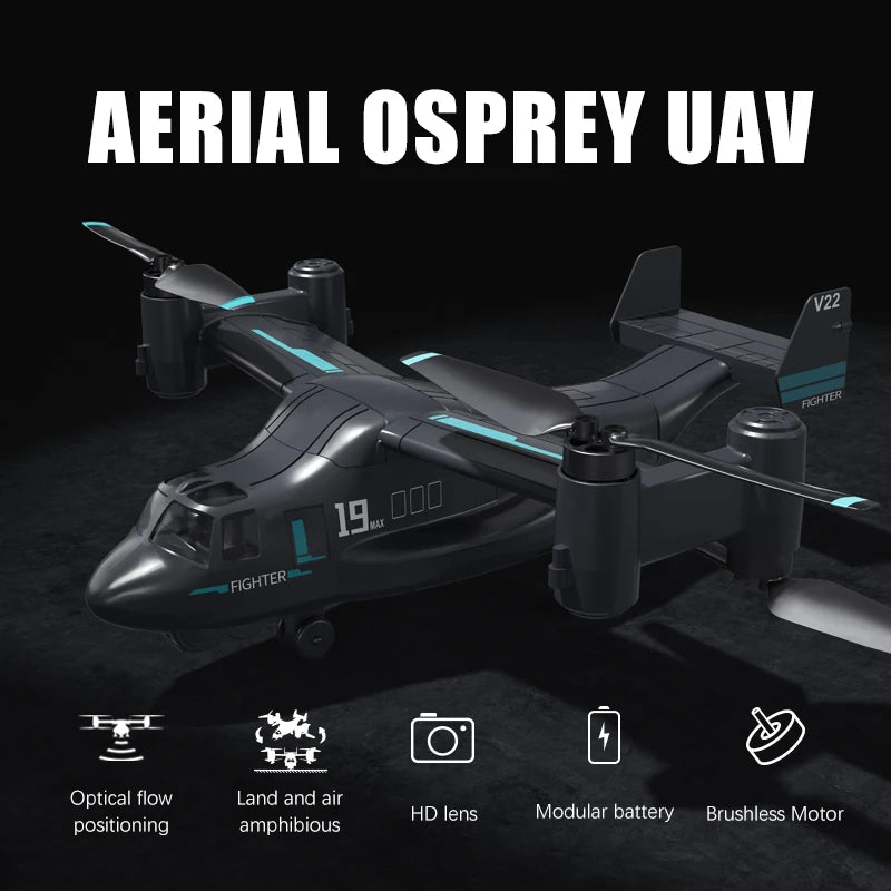 JIKEFUN LM19 Max RC UAV Osprey Helicopter with Camera 4K HD Fly Around Remote Control Drone Brushless Quadcopter Toys for Adults