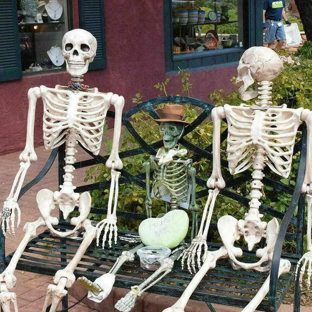 Halloween Human Skeleton Haunted House Hanging Props Home Evil Party Decoration Horror Scary Movable Big Skull Decorations