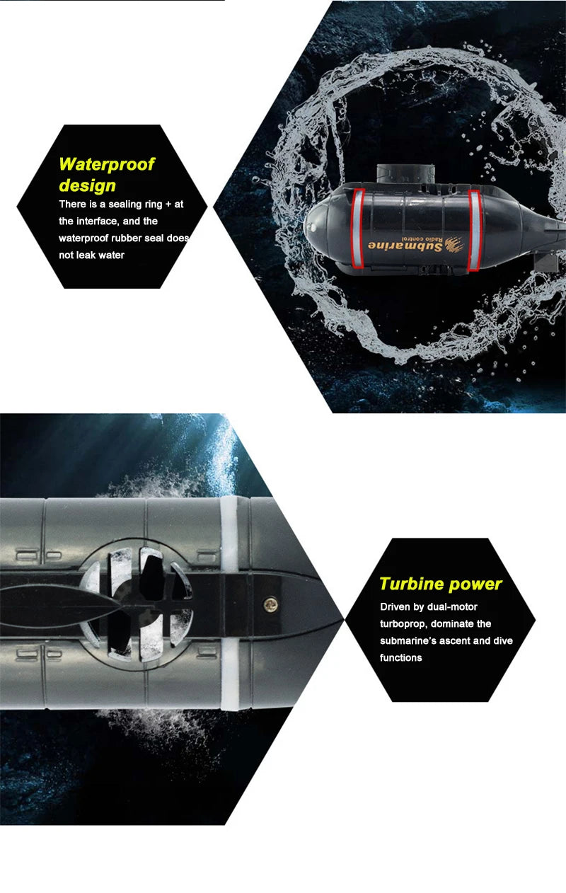 Electric Submarine Boat Underwater Diving Model Mini Playing Wireless Remote Control Model Boat Racing Toy Boys Christmas  Gifts