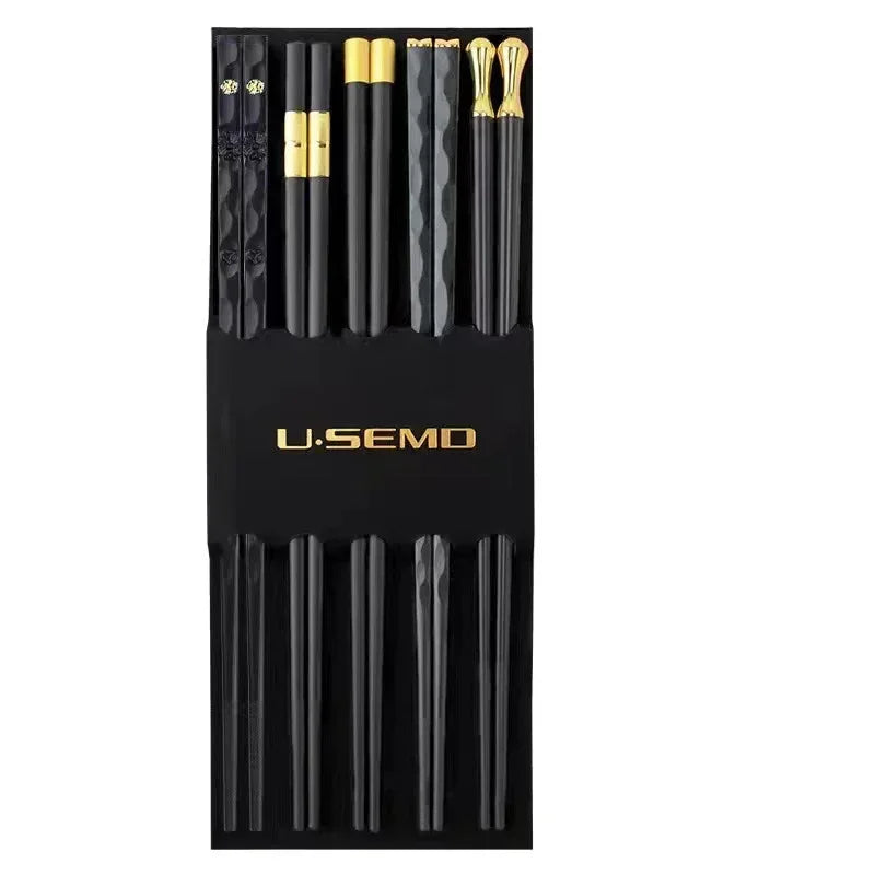 5Pairs Chinese Japanese chopsticks Set Sushi Stick Reusable High Quality Non-Slip For Food Noodle Restaurant Kitchen Tableware