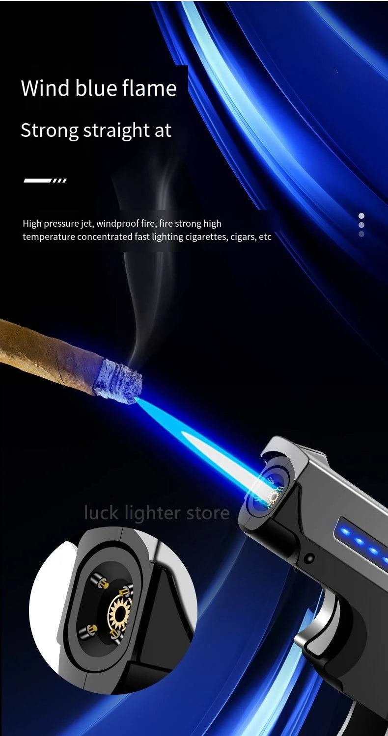 Gas-Electric Dual-Purpose Lighter Windproof Jet Lighter Double-Arc Cigarette Lighter Foldable Gun-Type Lighter Men'S Gadget Gift