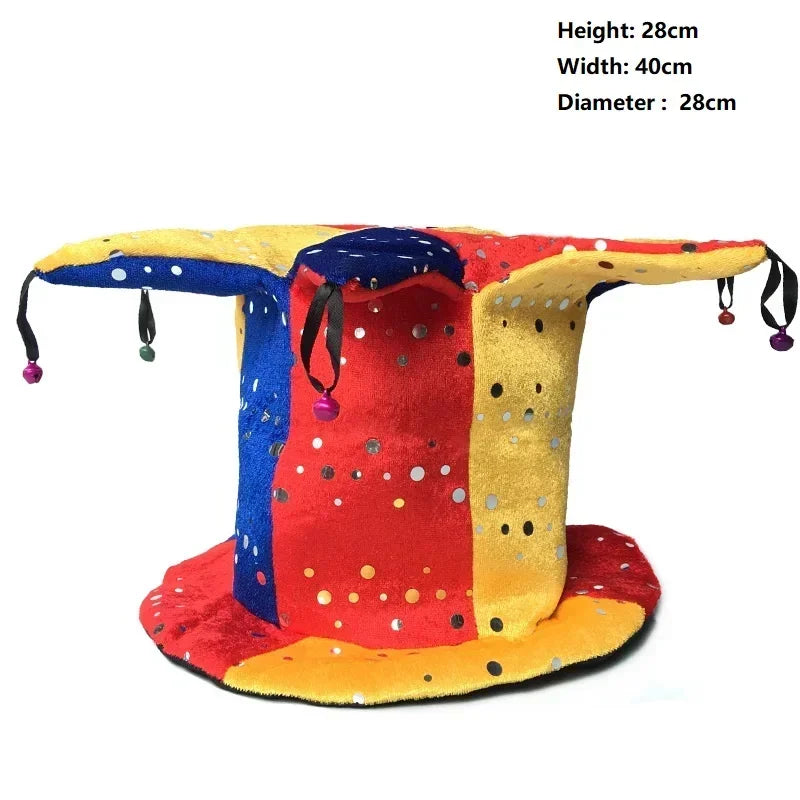 Adult Halloween Fancy Dress Up Hat Stage Show Props Clown Funny Dress Up Clown Hat Carnival Birthday Cake Cap
