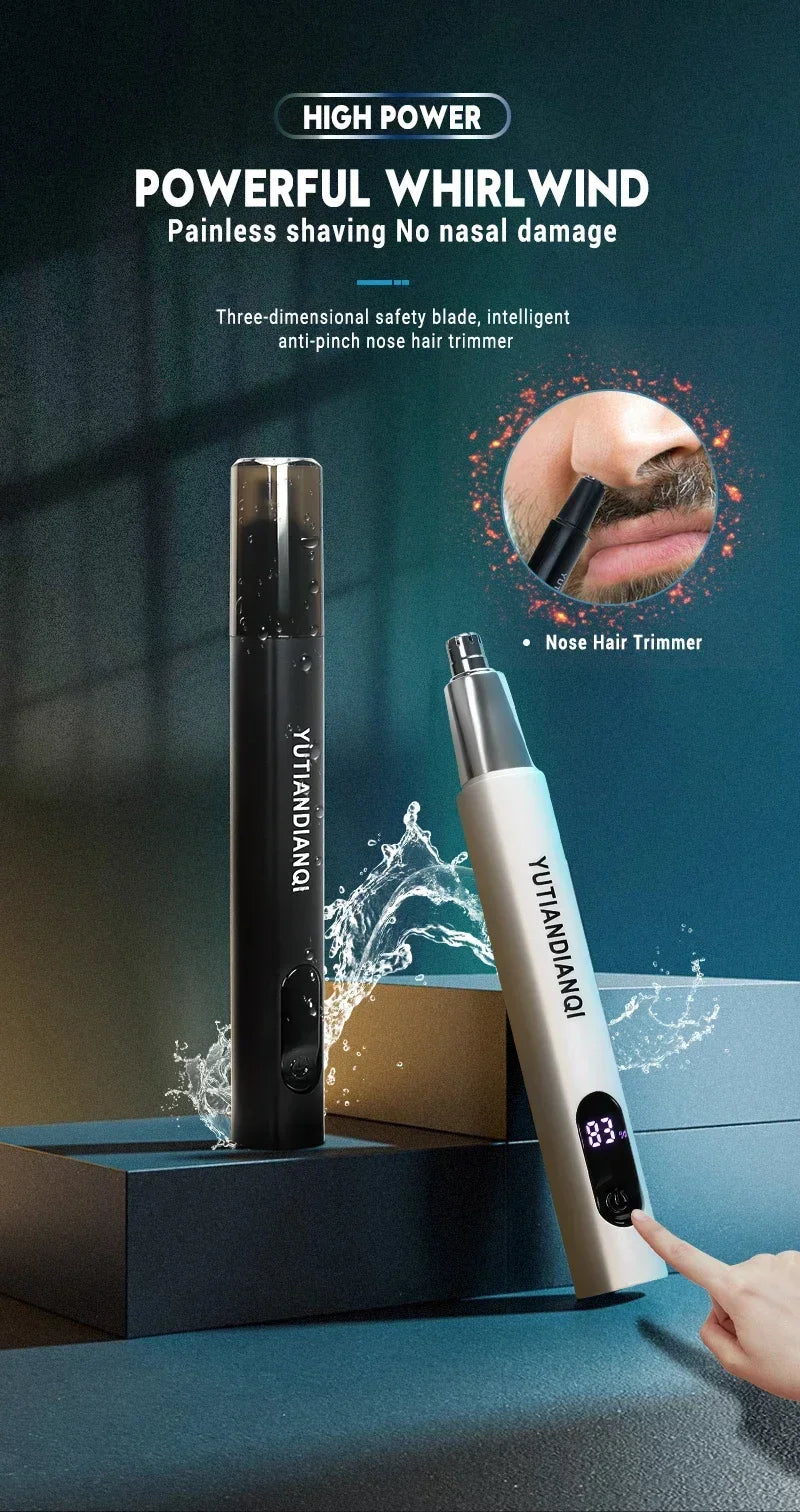 Mini Electric Nose Hair Clipper Rechargeable Multi-kinetic Shaving 2-in-1Unisex Fully Automatic Washable Shaving Nose Trimmer