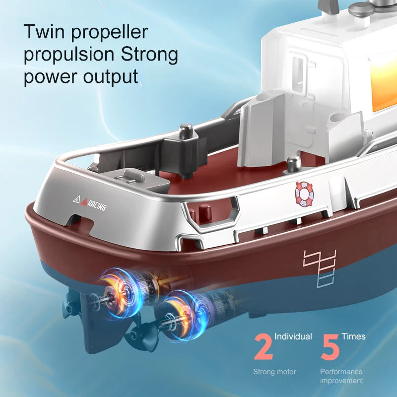 RC Boat 1/32 Remote Control Mini Rescue Boat Dual Motor Waterproof RC Racing Ship 2.4G Watercraft Speedboat Toys for Boys Gifts