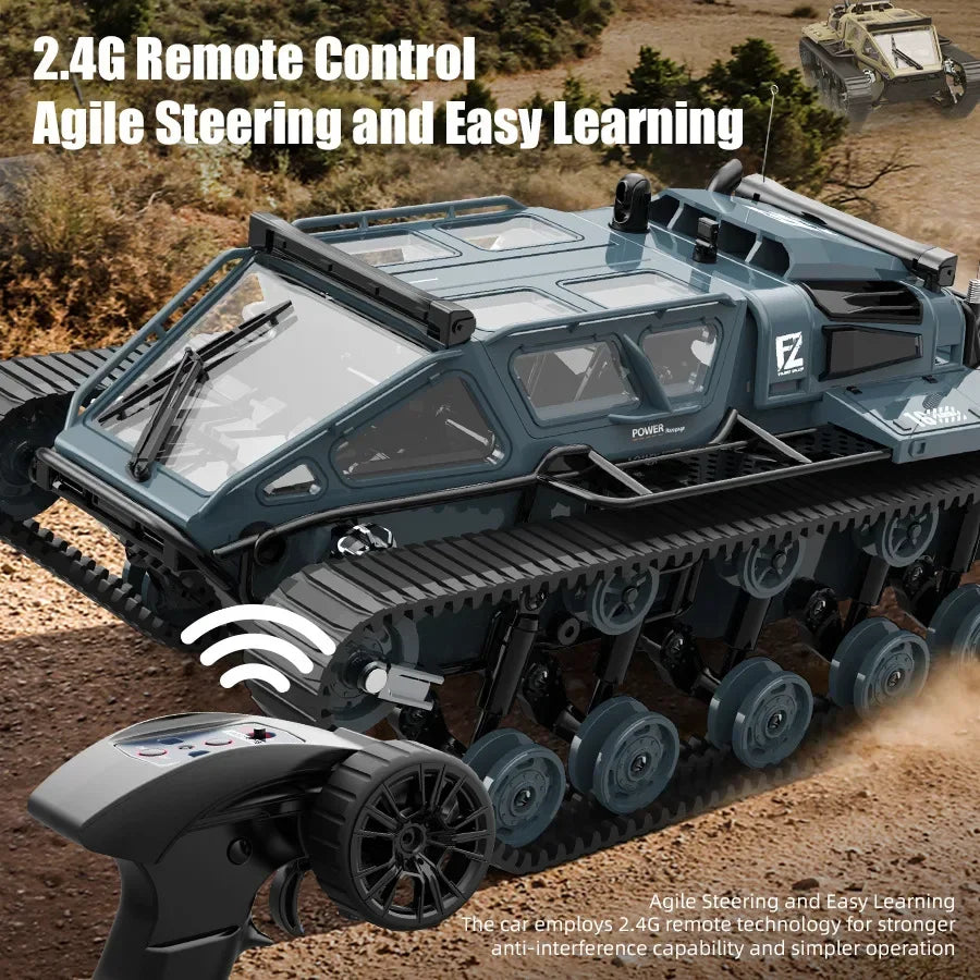 JHD Car For JJRC C8812 2.4G Full Scale Tracked Tank RC Car Model 360 Degree Rotation Drift Remote Control Off-Road Vehicle