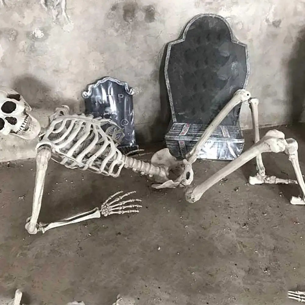 Halloween Human Skeleton Haunted House Hanging Props Home Evil Party Decoration Horror Scary Movable Big Skull Decorations