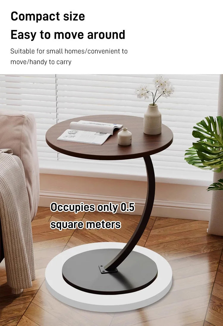 Small apartment light luxury bedside small coffee table round movable small table mini coffee table
