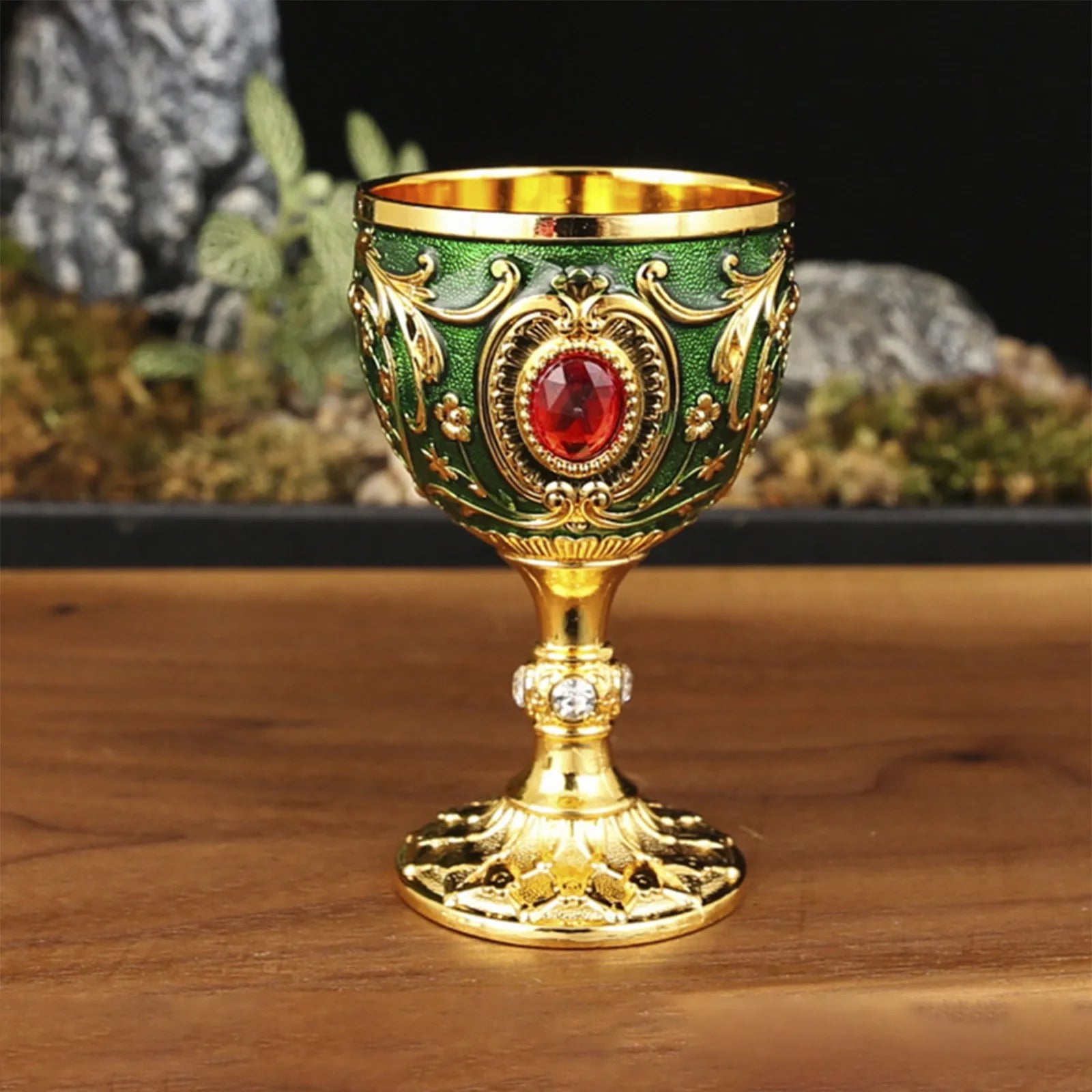 Delicate Drink Cup Retro Metal Diamond-encrusted Wine Glass European Style  Whiskey Glass Anti-break Chalice Gift