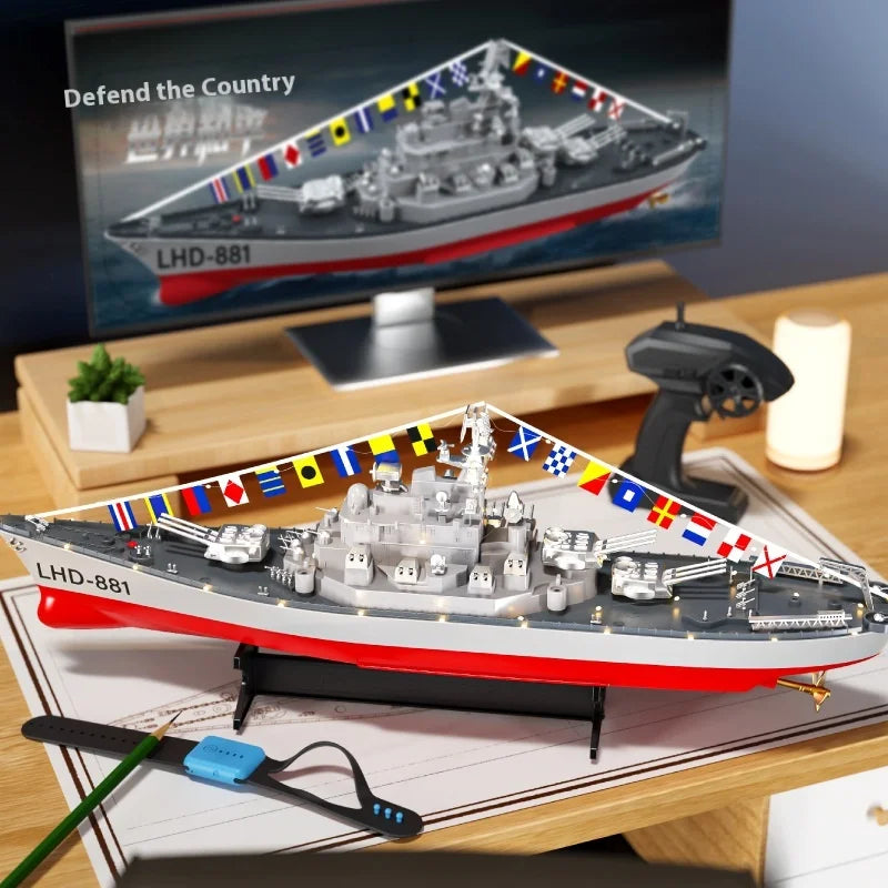 High-Speed Electric Remote Control Boat Speedboat Simulation Warship Oversized Model Launching Adult Children'S Toy Warship.