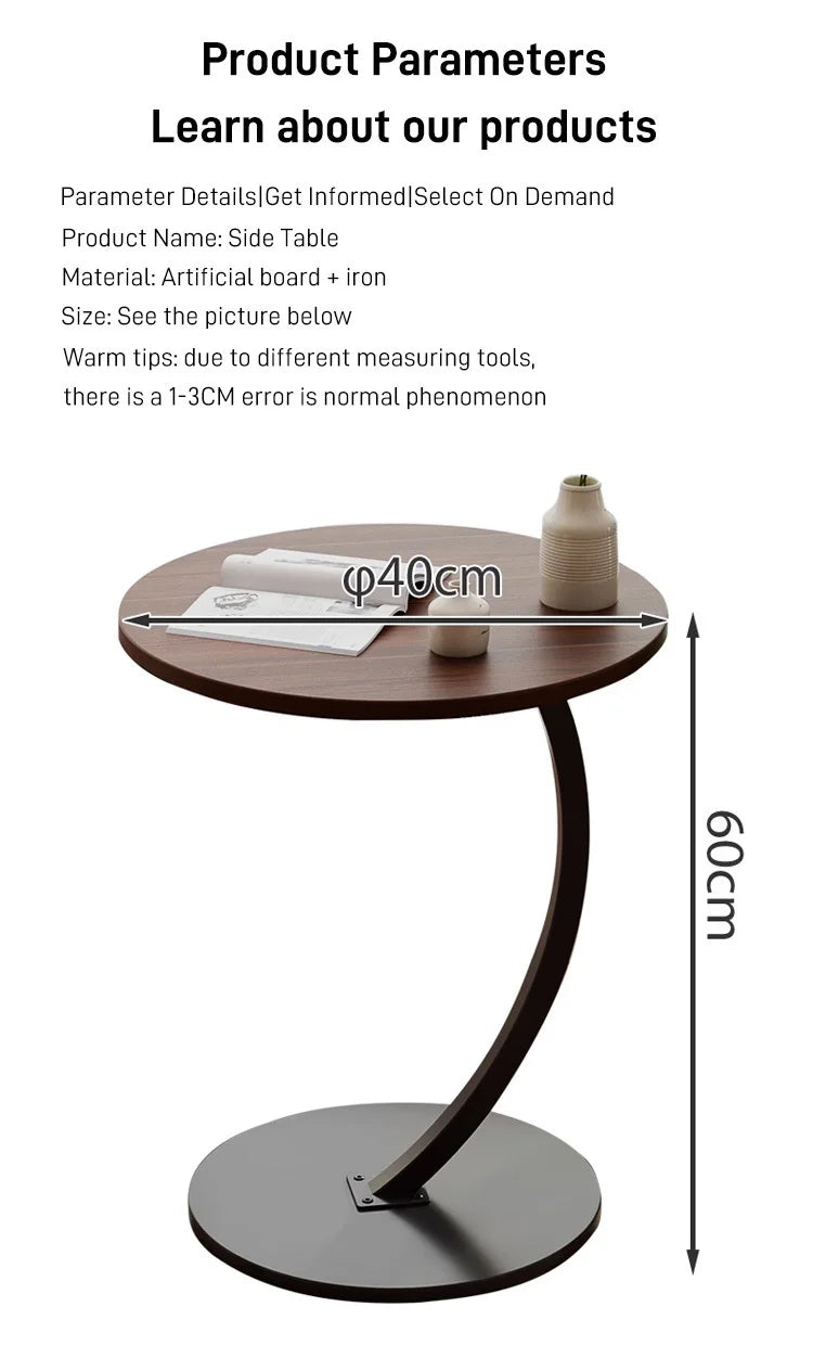 Small apartment light luxury bedside small coffee table round movable small table mini coffee table