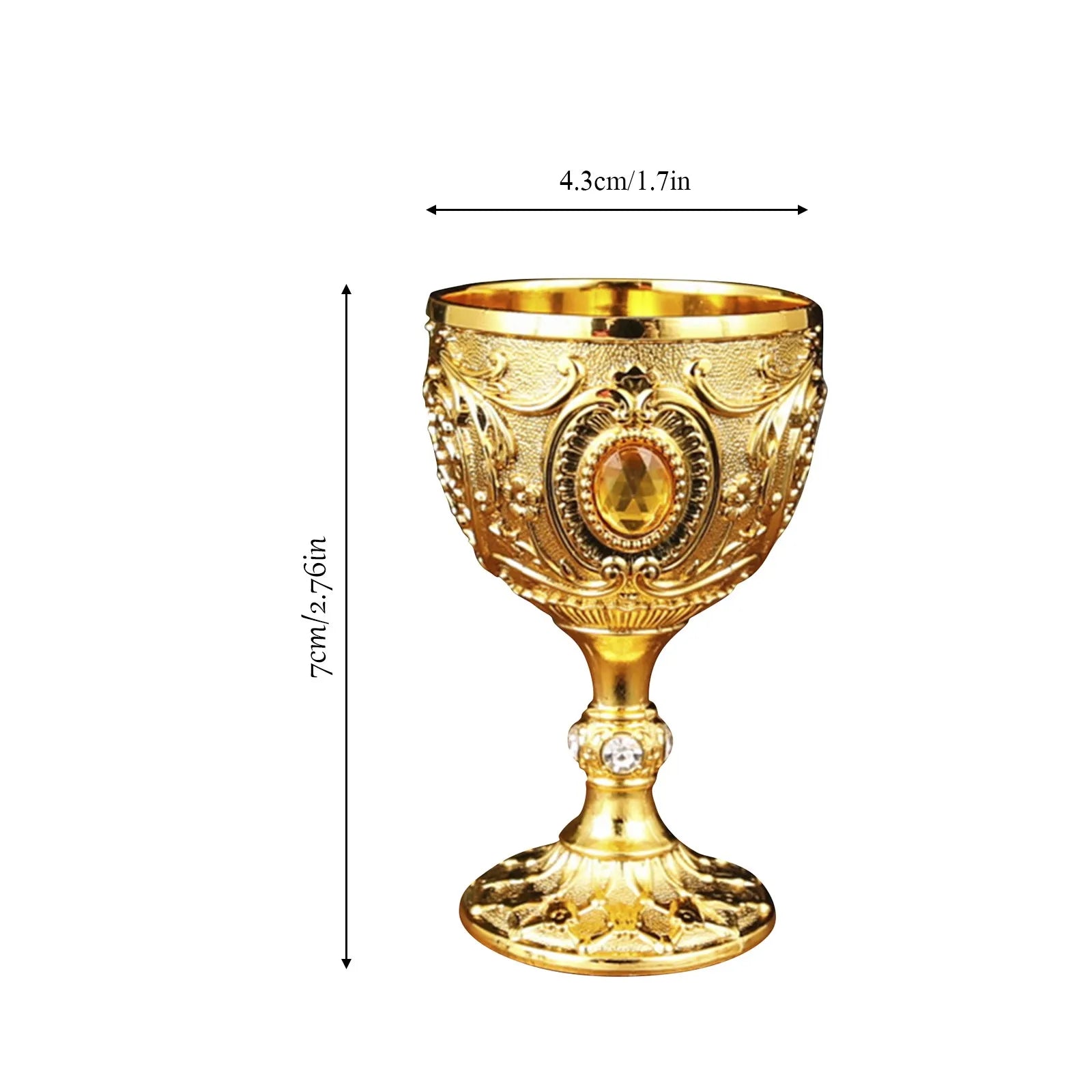 Delicate Drink Cup Retro Metal Diamond-encrusted Wine Glass European Style  Whiskey Glass Anti-break Chalice Gift