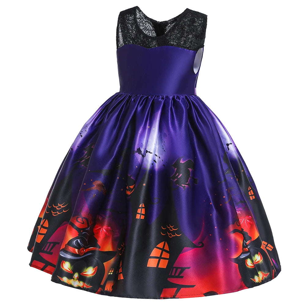 Halloween Bat Gothic Cosplay Girl Costumes Christmas Carnival Kids Pumpkin Birthday Costume for Children Princess Party Dresses