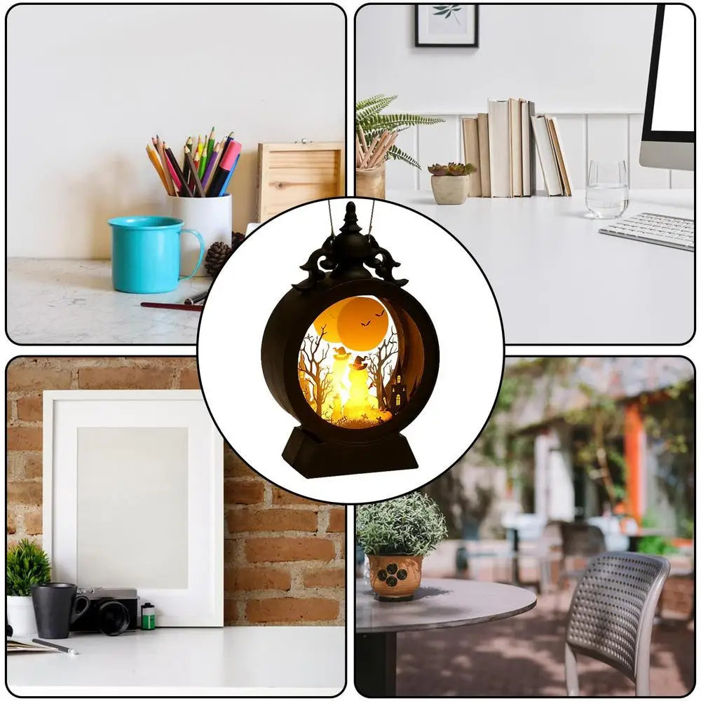 Halloween Lantern Halloween Decor Retro Decor Battery Lantern Flameless LED Candle Lantern Halloween Vintage Lantern ﻿