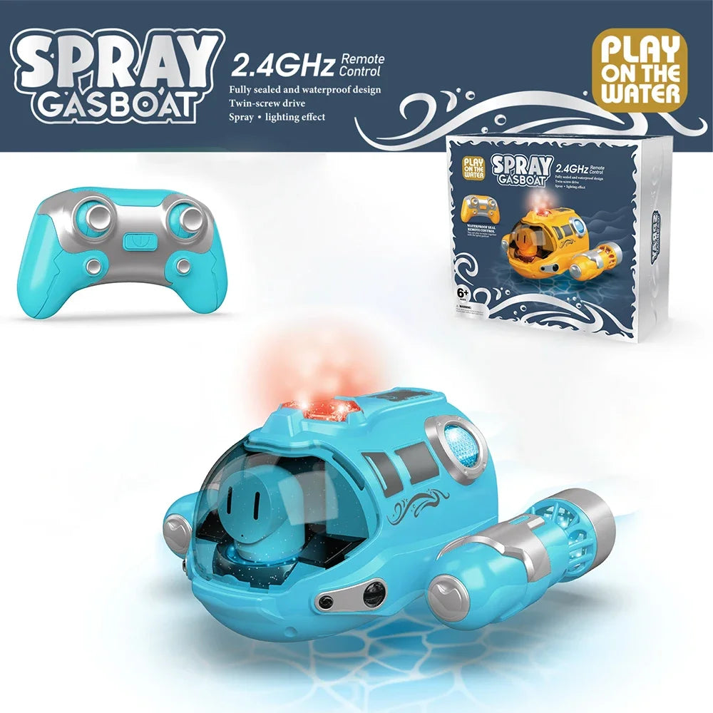 RC Boat Remote Control Boats Spray Powerboat Twin Propeller 2.4G Radio Controlled Ship with Lights Toys for Boys Girl Kids Gifts
