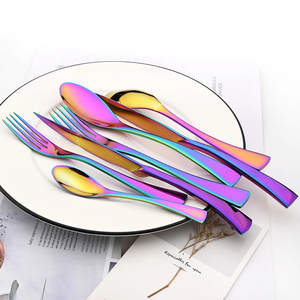 4Pcs Dinner Mirror Knife Set Stainless Steel Cutlery Gold Silverware Kitchen Flatware Western Dinnerware Restaurant Steak Knives