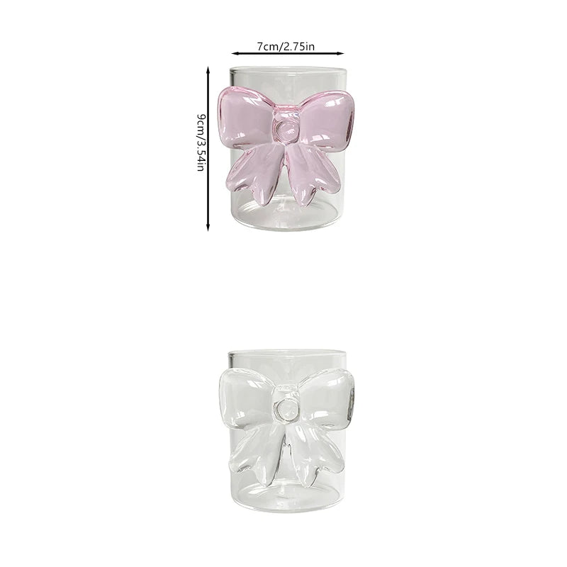 1Pc Handmade Glass Bow Tie Cup, Exquisite and Simple Bow Tie Glass Cup, Suitable for Daily Household Use as Drinking Cup, Milk Cup, Juice Cup, Candlelight Dinner, Family Party, Birthday Party Drinkware, Gift Giving
