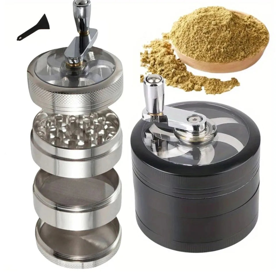 63MM 4 tier hand cranked zinc alloy herb grinder herb grinder spice grinder for smoking accessories, hard spices