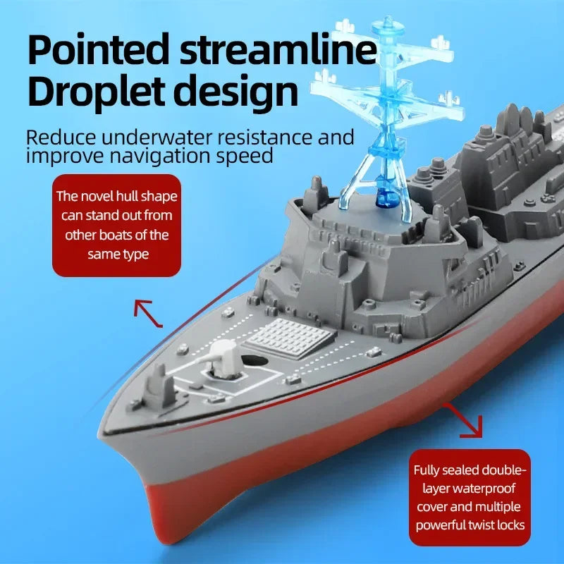 Mini Boat Remote Control Warship 2.4ghz Double Propeller Radio-control Aircraft Carrier Simulated Model Toys Kids Gift
