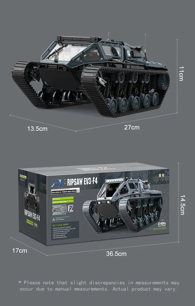 JHD Car For JJRC C8812 2.4G Full Scale Tracked Tank RC Car Model 360 Degree Rotation Drift Remote Control Off-Road Vehicle