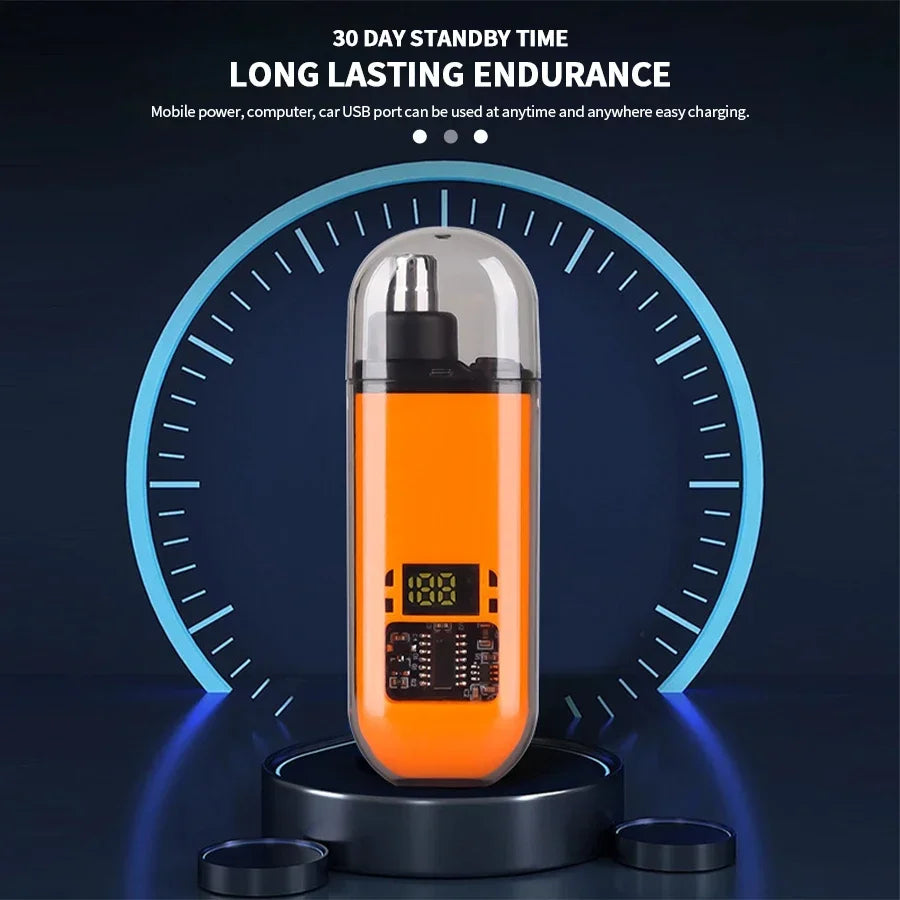 Mini Electric Nose Hair Clipper Rechargeable Multi-kinetic Shaving 2-in-1Unisex Fully Automatic Washable Shaving Nose Trimmer