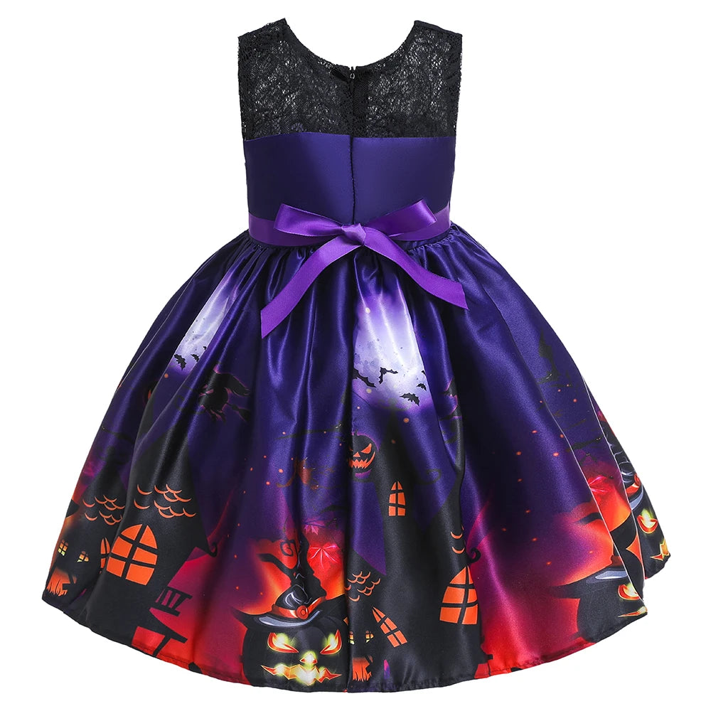 Halloween Bat Gothic Cosplay Girl Costumes Christmas Carnival Kids Pumpkin Birthday Costume for Children Princess Party Dresses
