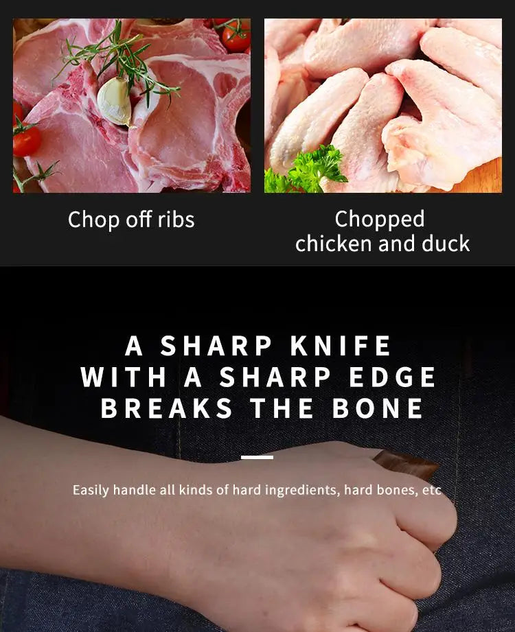 Hand Forged Kitchen Chef Knife Heavy Duty Bone Meat Butcher Cleaver, Multi-Functional knife for Home and Commercial Kitchens
