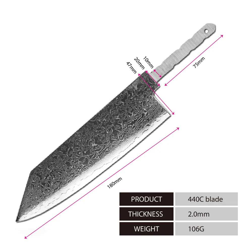 Amber 440C high carbon steel hammer black forge blade blank handle DIY knife blade