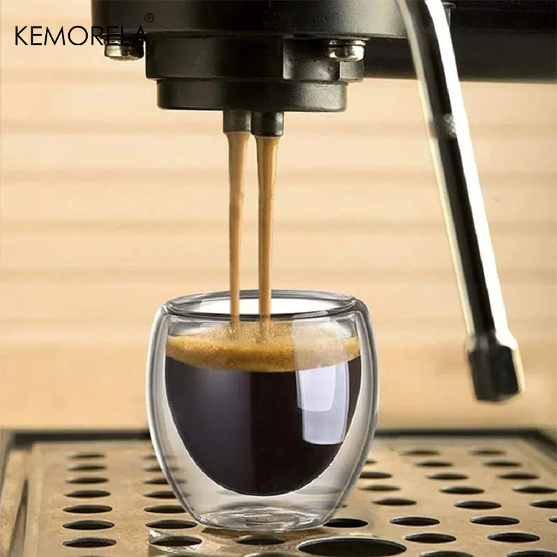 6PCS 80ML/2.7OZ Set High Borosilicate Double-Layer Coffee Cups Creative Transparent Insulated Espresso Water Drink Glass Cups