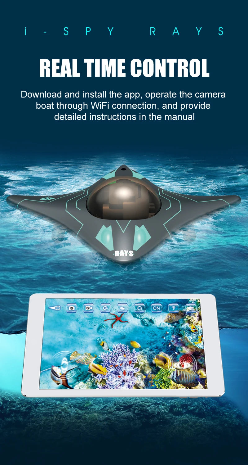 Mini WIFI RC Boat Six-way Submarine Diving Real-time Transmission Underwater Camera Speedboat Photo Video Toys Christmas Gifts