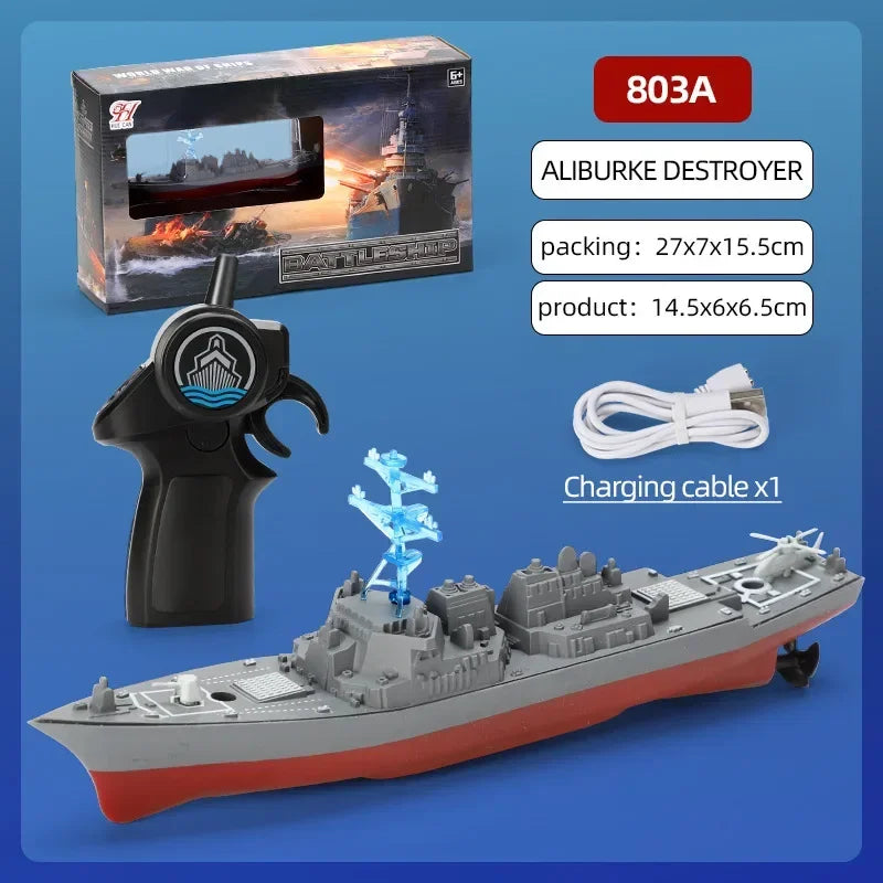 Mini Boat Remote Control Warship 2.4ghz Double Propeller Radio-control Aircraft Carrier Simulated Model Toys Kids Gift