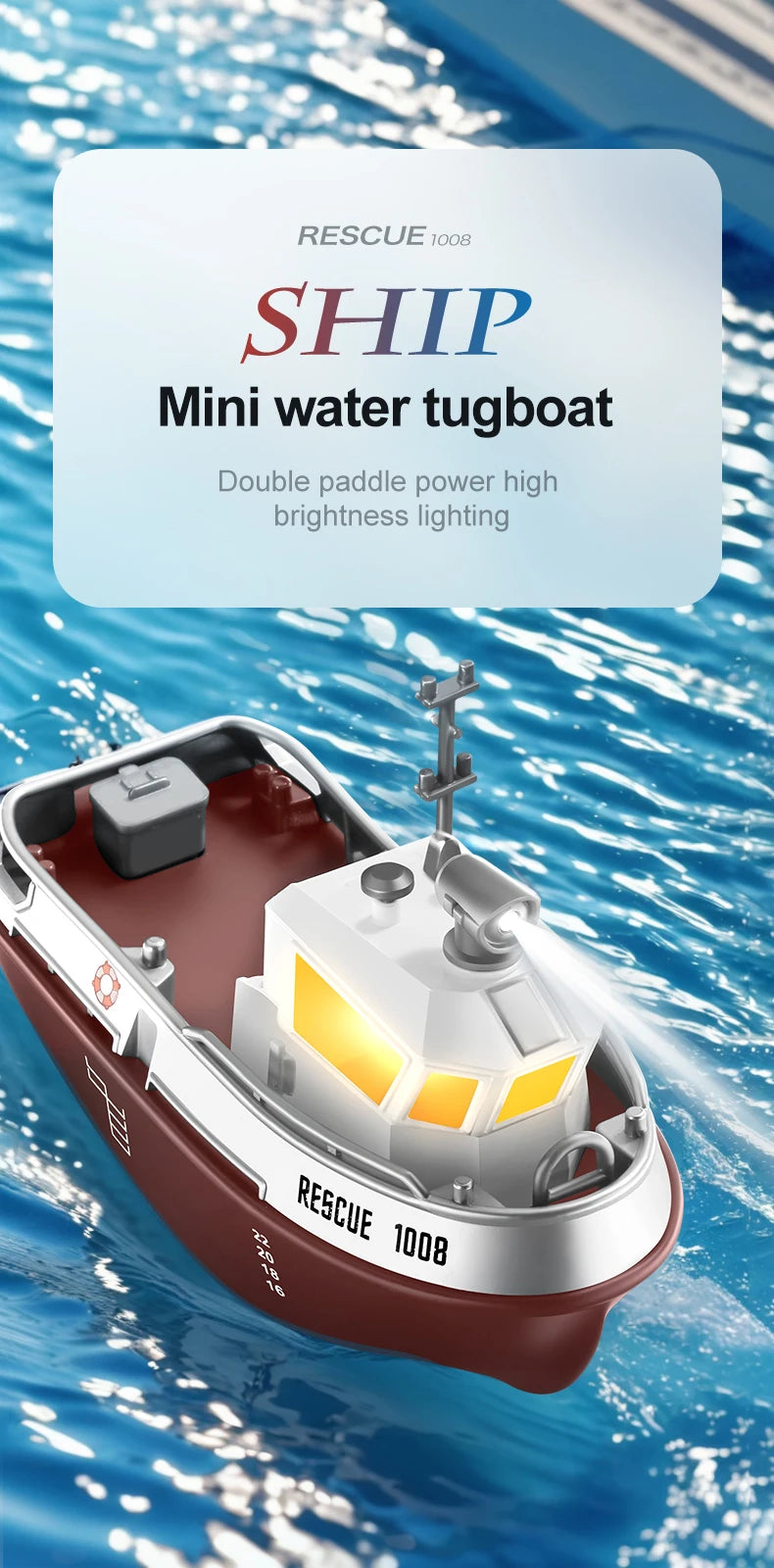 RC Boat 1/32 Remote Control Mini Rescue Boat Dual Motor Waterproof RC Racing Ship 2.4G Watercraft Speedboat Toys for Boys Gifts