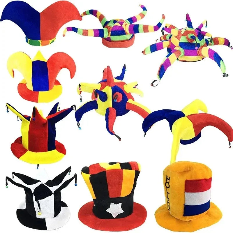Adult Halloween Fancy Dress Up Hat Stage Show Props Clown Funny Dress Up Clown Hat Carnival Birthday Cake Cap