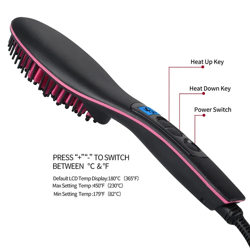 Electric Hair Straightener Ceramic Hot Combs Straightener Heating Combs Men Beard Straightener Brush Profissional Styling Tools