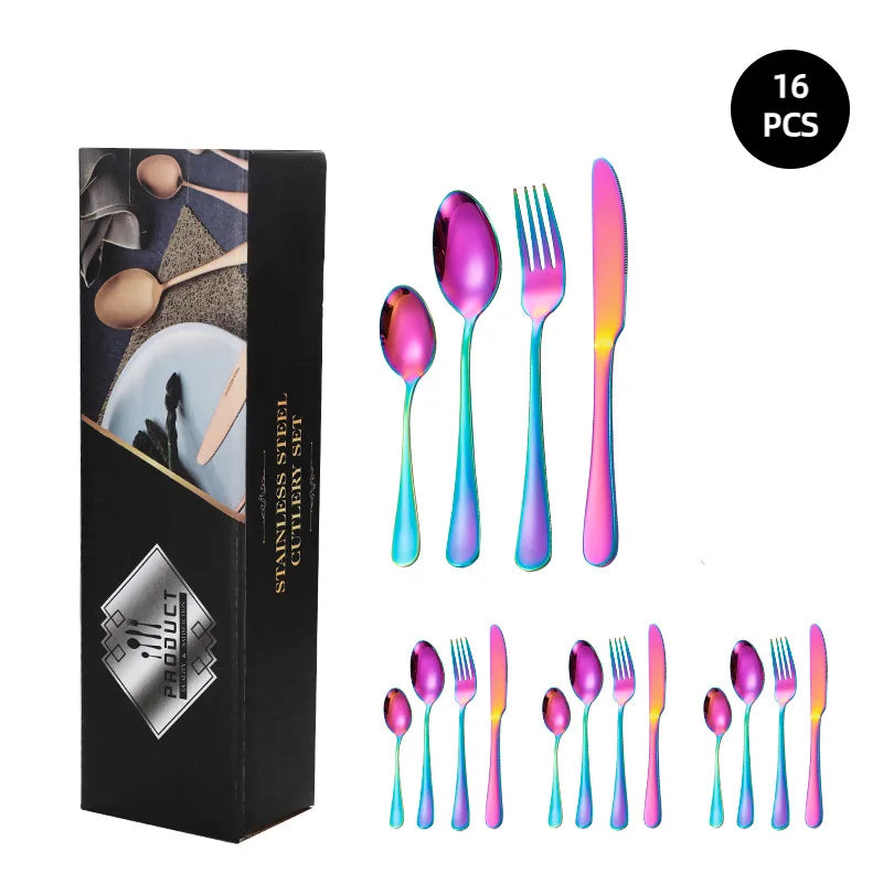 Stainl Steel Western Dining Utensils Set 24-Piece Set Steak Knife Fork Spoon Dinnerware Set Korean Sle Children's Cutler...