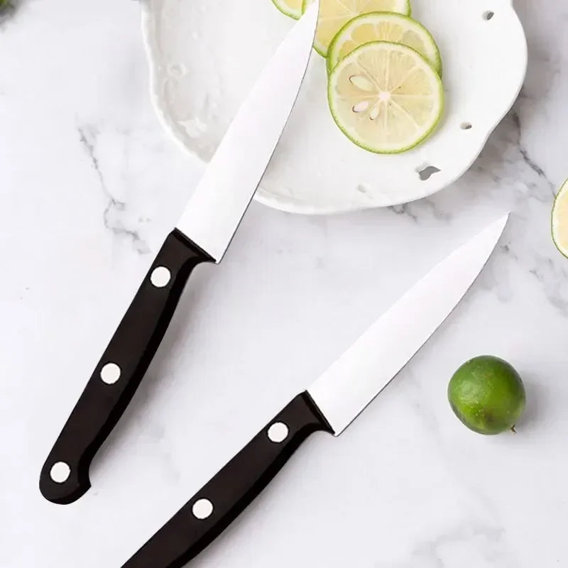 3/6Pcs Black Fruit Knife Kitchen Knife Professional Chef Knife Sharp Portable Kitchen Utensil Knife Peeling Anti-rust Anti-stick