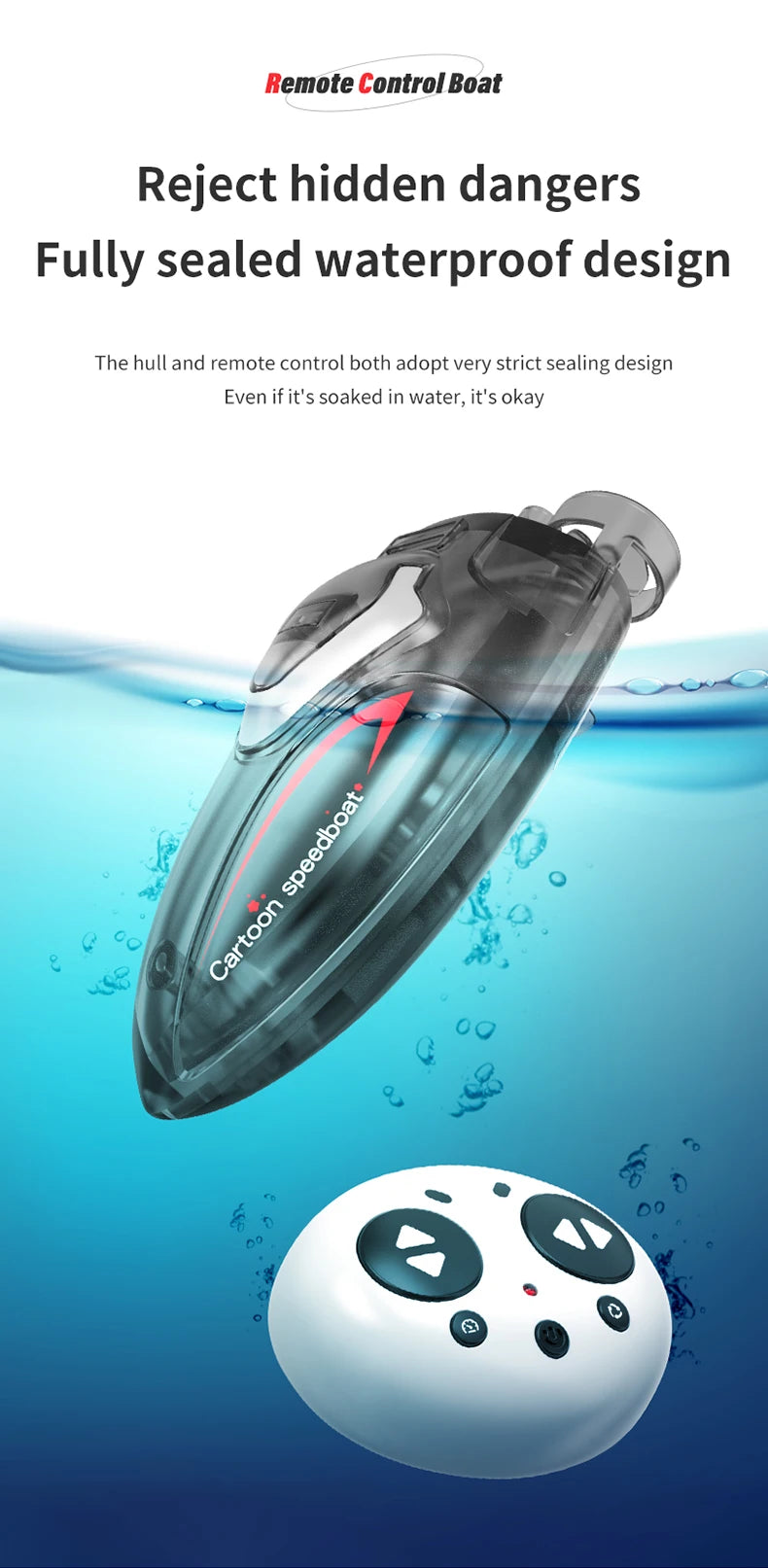 2.4G Electric Racing Boat Waterproof Model Ship Mini LED Light High Speed Remote Control Child Outdoor Toys for Boys Kids Gifts