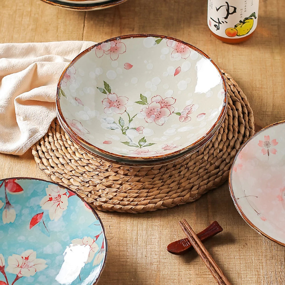 Ceramic Plates, Japanese Ddishes, Home Tableware, Creative Round Dishes, Dinner Plates, High-quality Deep Plates