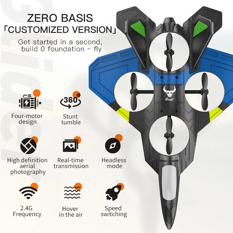 RC Aircraft Fighter 2.4G 4CH 6-Axis Gyroscope Automatic Balance 360° Rollover EPP RTF Electric RC Glider Airplane Toys For Kids