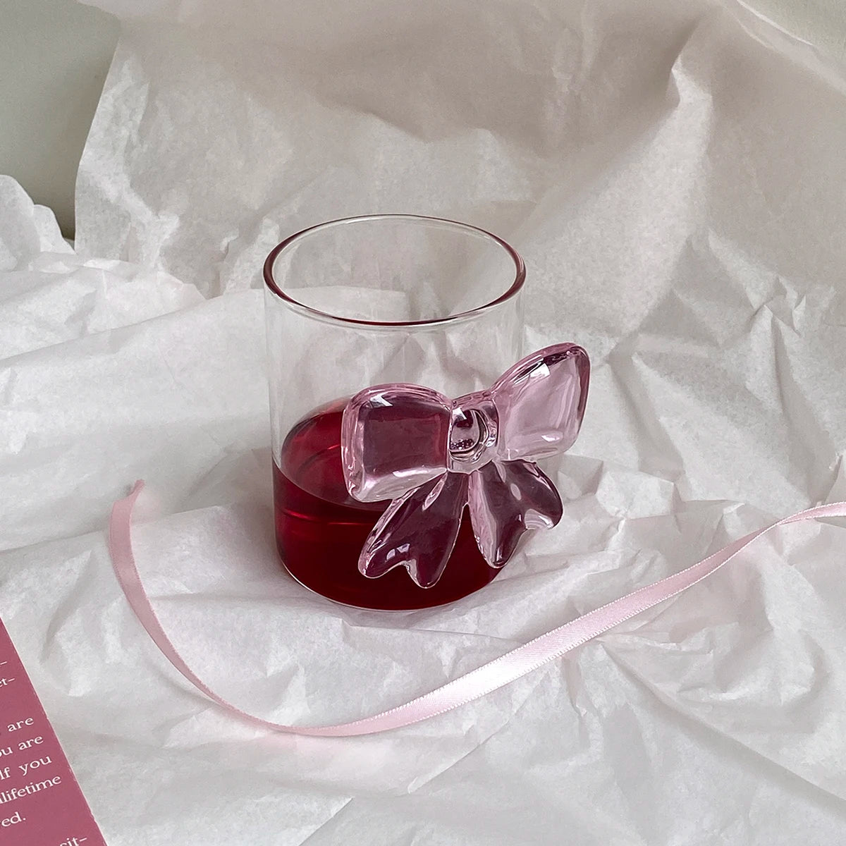 1Pc Handmade Glass Bow Tie Cup, Exquisite and Simple Bow Tie Glass Cup, Suitable for Daily Household Use as Drinking Cup, Milk Cup, Juice Cup, Candlelight Dinner, Family Party, Birthday Party Drinkware, Gift Giving